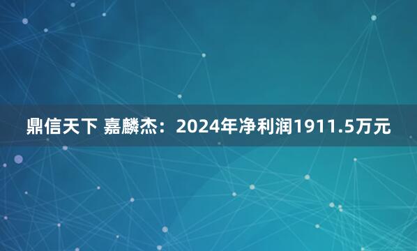 鼎信天下 嘉麟杰：2024年净利润1911.5万元